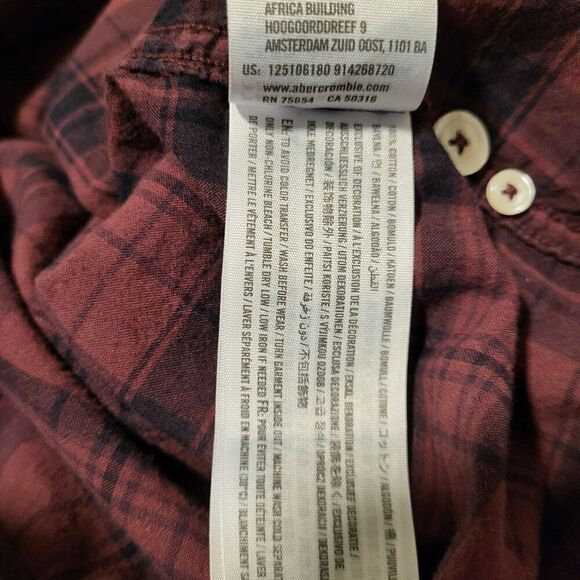 Abercrombie and Fitch Plaid Flannel Button Up Shirt Mens Size Medium - Picture 3 of 9